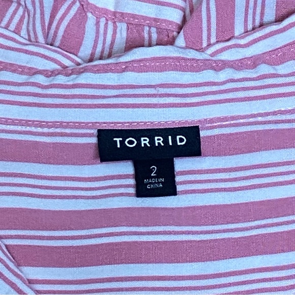 torrid Pink & White Striped Tie-Front Button Down Shirt - Picture 11 of 15